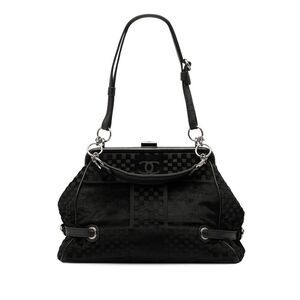 Chanel Cc Check Embossed Velvet Belted Side Frame Bag
